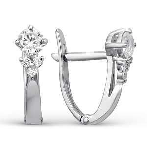 Серьги из белого золота с фианитами