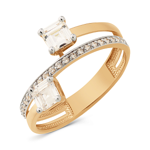 Кольцо из красного золота с фианитами