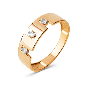 Кольцо из красного золота с фианитами