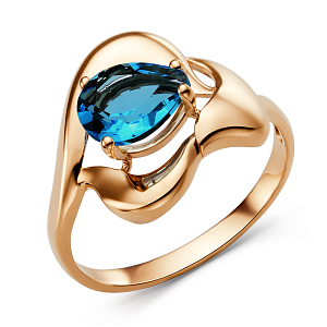 Кольцо из красного золота с лондон топазом