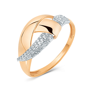 Кольцо из красного золота с фианитами