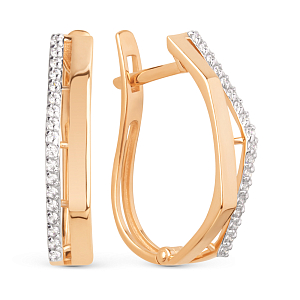 Серьги из красного золота с фианитами