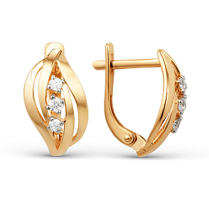 Серьги из красного золота с фианитами