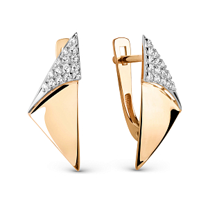 Серьги из красного золота с фианитами