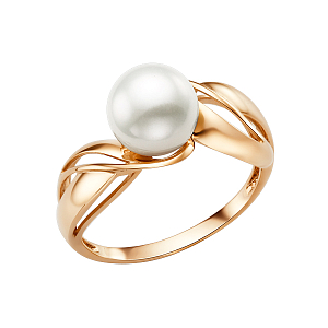 Кольцо из красного золота с жемчугом