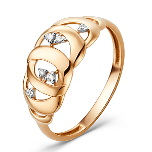 Кольцо из красного золота с фианитами