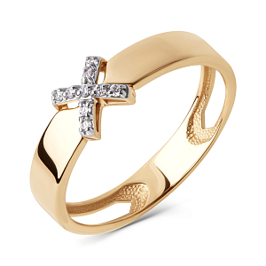 Кольцо из красного золота с фианитами