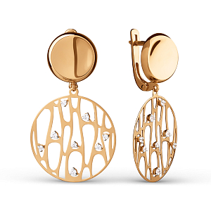 Серьги из красного золота с фианитами