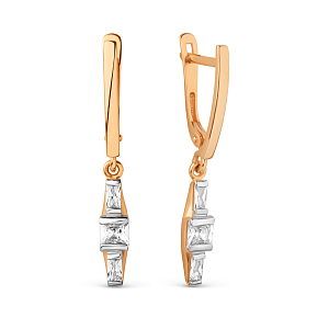 Серьги из красного золота с фианитами