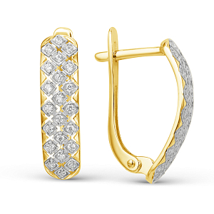 Серьги из желтого золота с фианитами