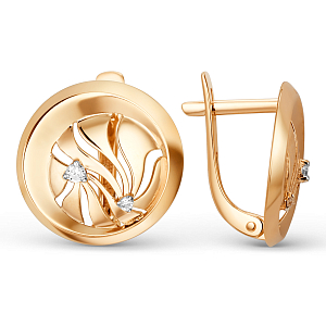 Серьги из красного золота с фианитами