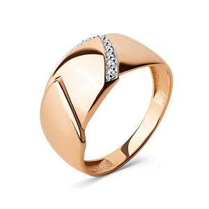 Кольцо из красного золота с фианитами