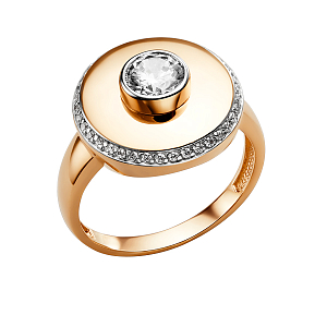 Кольцо из красного золота с фианитами