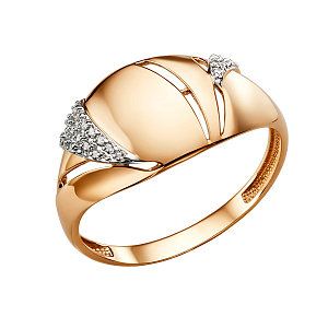 Кольцо из красного золота с фианитами