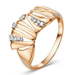 Кольцо из красного золота с фианитами