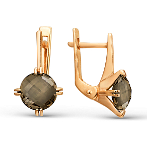 Серьги из красного золота с раухтопазами