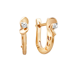 Серьги из красного золота с фианитами