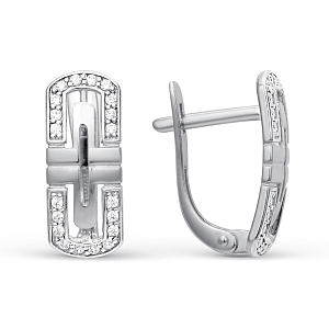 Серьги из белого золота с фианитами