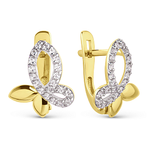 Серьги из желтого золота с фианитами