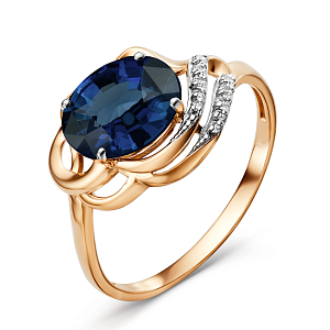 Кольцо из красного золота с корундом