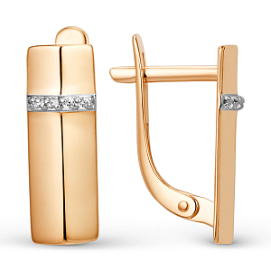 Серьги из красного золота с фианитами