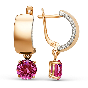 Серьги из красного золота с корундами