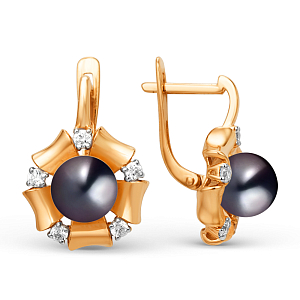 Серьги из красного золота с фианитами