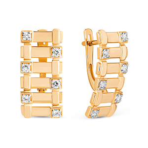 Серьги из красного золота с фианитами