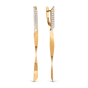 Серьги из красного золота с фианитами