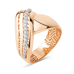 Кольцо из красного золота с фианитами