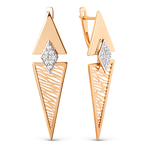 Серьги из красного золота с фианитами