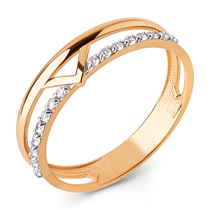 Кольцо из красного золота с фианитами