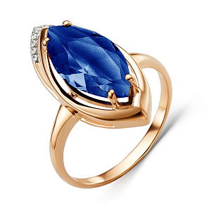 Кольцо из красного золота с корундом