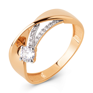 Кольцо из красного золота с фианитами