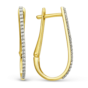 Серьги из желтого золота с фианитами