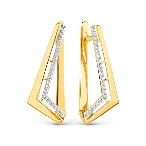 Серьги из желтого золота с фианитами