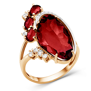 Кольцо из красного золота с гранатами