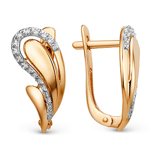 Серьги из красного золота с фианитами