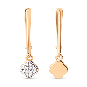 Серьги из красного золота с фианитами