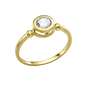 Кольцо из желтого золота с фианитом