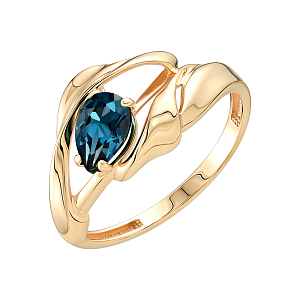 Кольцо из красного золота с лондон топазом