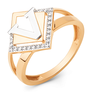 Кольцо из красного золота с фианитами