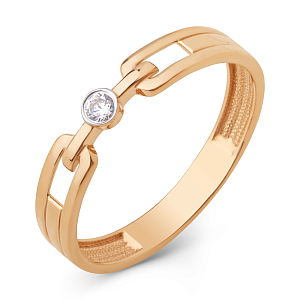 Кольцо из красного золота с фианитом