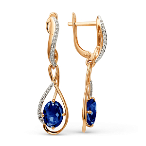 Серьги из красного золота с корундами