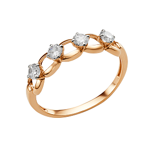 Кольцо из красного золота с фианитами