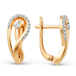 Серьги из красного золота с фианитами