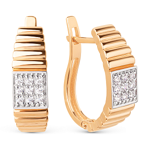 Серьги из красного золота с фианитами