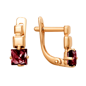 Серьги из красного золота с гранатами