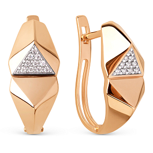 Серьги из красного золота с фианитами