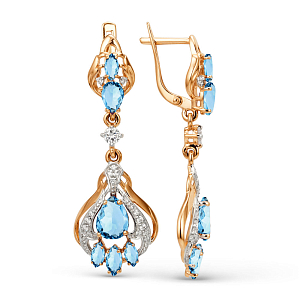 Серьги из красного золота с swiss топазами